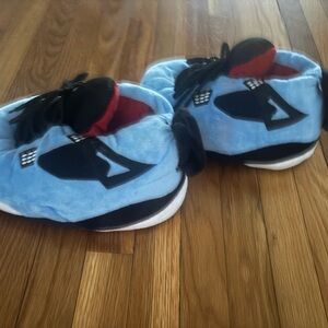 Jordan Blue and Black Plush Slippers